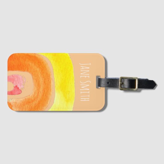 Oranje regenboogliefdeswaterverf bagagelabel (Voorkant (horizontaal))