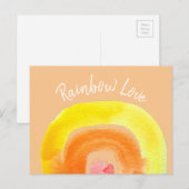 Oranje regenboogliefdeswaterverf briefkaart (Voorkant / Achterkant)