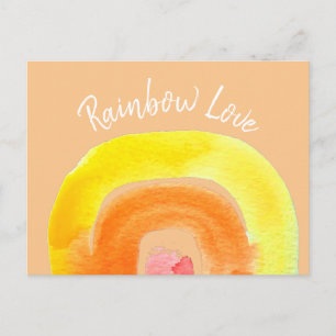 Oranje regenboogliefdeswaterverf briefkaart