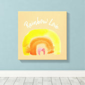 Oranje regenboogliefdeswaterverf canvas afdruk (Insitu (Houten vloer))