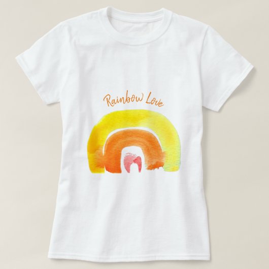 Oranje regenboogliefdeswaterverf t-shirt (Design voorkant)