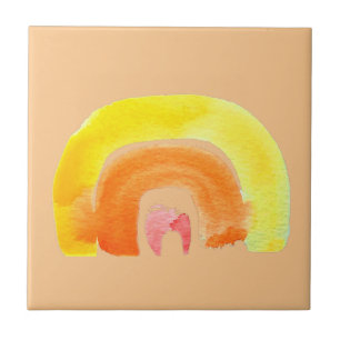Oranje regenboogliefdeswaterverf tegeltje