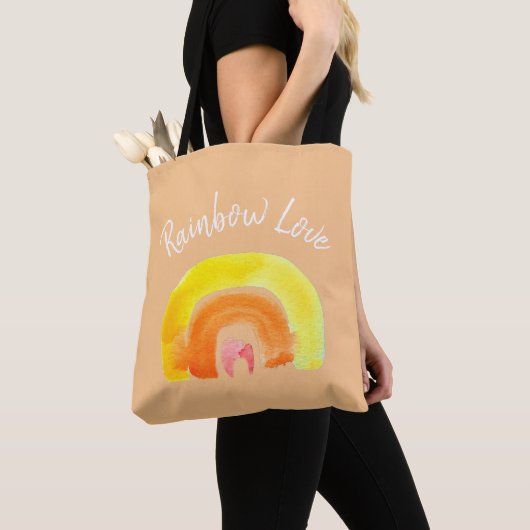 Oranje regenboogliefdeswaterverf tote bag (Dichtbij)
