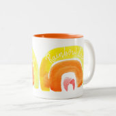 Oranje regenboogliefdeswaterverf tweekleurige koffiemok (Voorkant rechts)