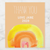 Oranje regenboogliefdeswaterverf wijn etiket (Enkel label)