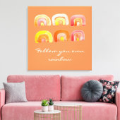 Oranje regenboogretro inspiratie citaat canvas afdruk (Insitu (Woonkamer))