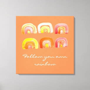 Oranje regenboogretro inspiratie citaat canvas afdruk