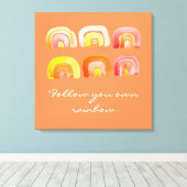 Oranje regenboogretro inspiratie citaat canvas afdruk (Insitu (Houten vloer))