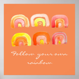 Oranje regenboogretro inspiratie citaat poster