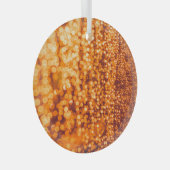 Oranje regendruppels op glas, abstracte achtergron glas ornament (Voorkant Rechts)