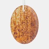 Oranje regendruppels op glas, abstracte achtergron glas ornament (Voorkant links)