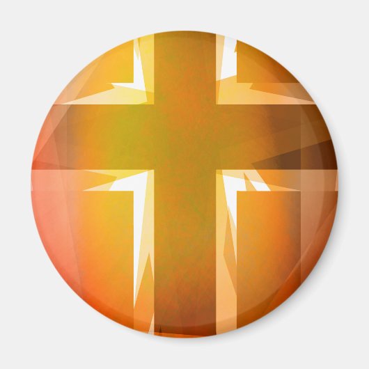 Oranje religieus kruis magneet (Voorkant)