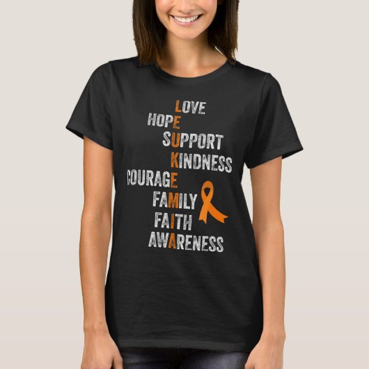 Oranje remmer  Aml Leukemie Awar T-shirt (Voorkant)