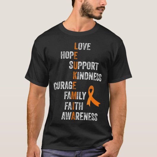 Oranje remmer Aml Leukemie Awar T-shirt (Voorkant)