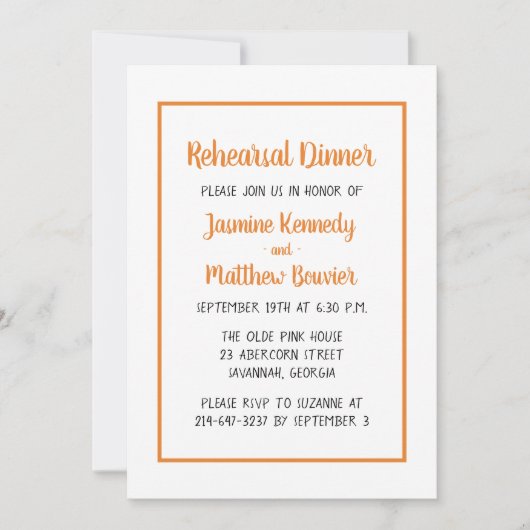 Oranje repetitie minimalistisch kaart (Voorkant)