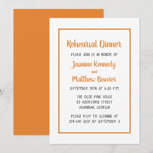 Oranje repetitie minimalistisch kaart (Voorkant / Achterkant)