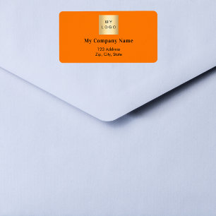 Oranje retouradres van Business logo Etiket