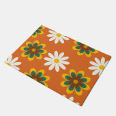 Oranje Retro 70s bloemen Deurmat (Schuin)