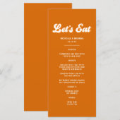 Oranje Retro 70s Boho Groovy Disco Bruiloft Menu (Voorkant / Achterkant)