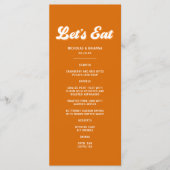 Oranje Retro 70s Boho Groovy Disco bruiloft Menu (Voorkant)