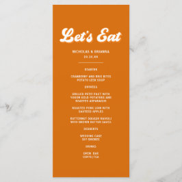 Oranje Retro 70s Boho Groovy Disco Bruiloft Menu