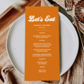 Oranje Retro 70s Boho Groovy Disco bruiloft Menu