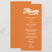 Oranje Retro 70s Bruiloft Menu (Voorkant / Achterkant)