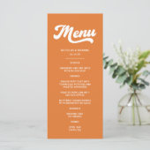 Oranje Retro 70s bruiloft Menu (Staand voorkant)