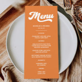 Oranje Retro 70s bruiloft Menu