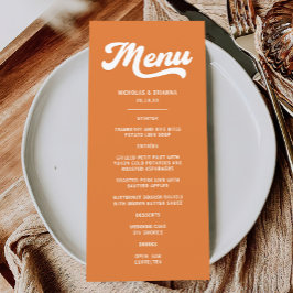 Oranje Retro 70s bruiloft Menu