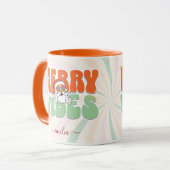 Oranje Retro 70s thema Merry Vibes Aangepaste naam Mok (Voorkant links)