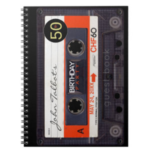 Oranje retro Audiotape 50e verjaardag GuestBook NB Notitieboek