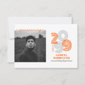 Oranje Retro Big Numbers Klasse van de Foto Kaart (Voorkant)