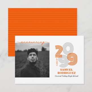 Oranje Retro Big Numbers Klasse van de Foto Kaart