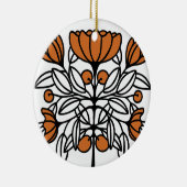 Oranje retro bloem keramisch ornament (Rechts)