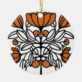 Oranje retro bloem keramisch ornament (Voorkant)