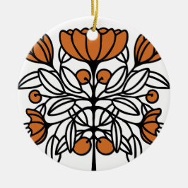 Oranje retro bloem keramisch ornament