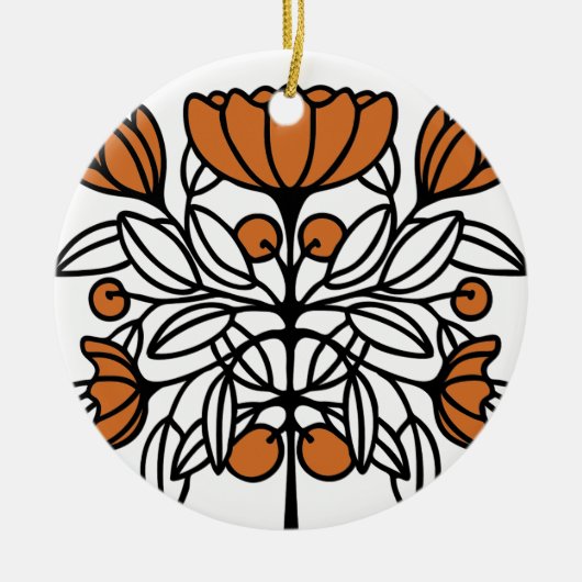 Oranje retro bloem keramisch ornament (Voorkant)
