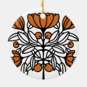 Oranje retro bloem keramisch ornament (Achterkant)