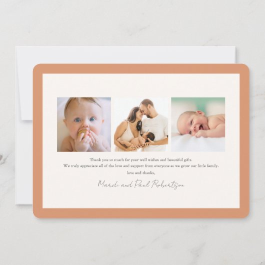 Oranje retro bloemenmeisje foto geboorte aankondig kaart (Achterkant)