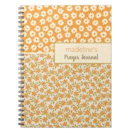 Oranje Retro Bloemige Persoonlijke Gebedsdagboek Notitieboek