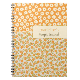 Oranje Retro Bloemige Persoonlijke Gebedsdagboek Notitieboek