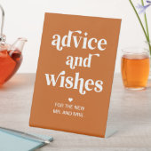 Oranje Retro Boho bruiloft Advies & Wensen Reclamebord Met Voetstuk (Insitu)