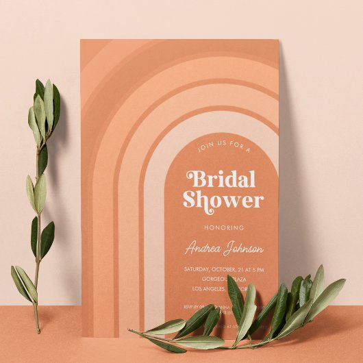 Oranje Retro Boho Rainbow Peach Vrijgezellenfeest Kaart