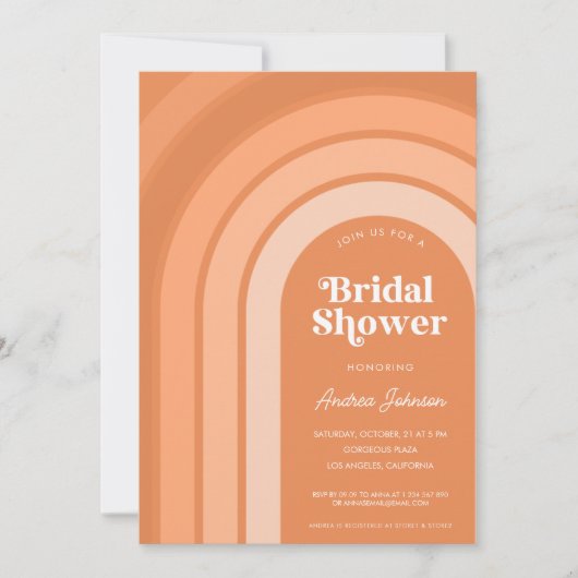 Oranje Retro Boho Rainbow Peach Vrijgezellenfeest Kaart (Voorkant)