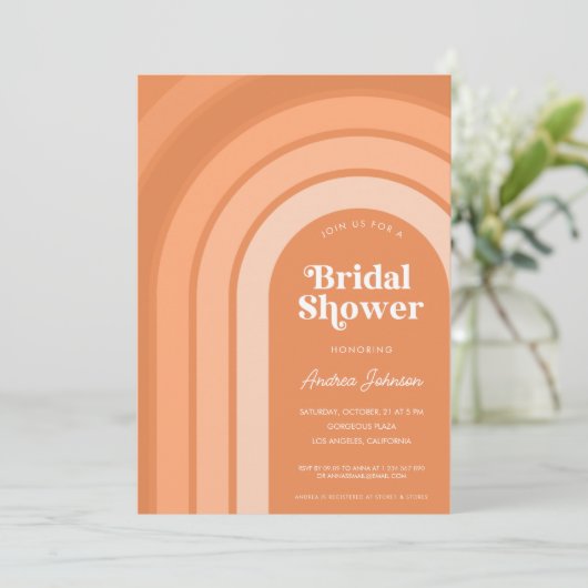 Oranje Retro Boho Rainbow Peach Vrijgezellenfeest Kaart (Staand voorkant)