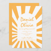 Oranje retro bruiloft kaart (Voorkant / Achterkant)