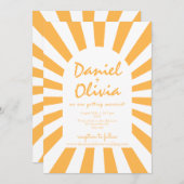 Oranje retro bruiloft kaart (Voorkant / Achterkant)