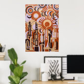 Oranje Retro Cirkels Abstract Poster (Thuiskantoor)