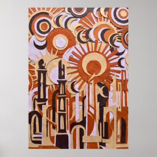 Oranje Retro Cirkels Abstract Poster